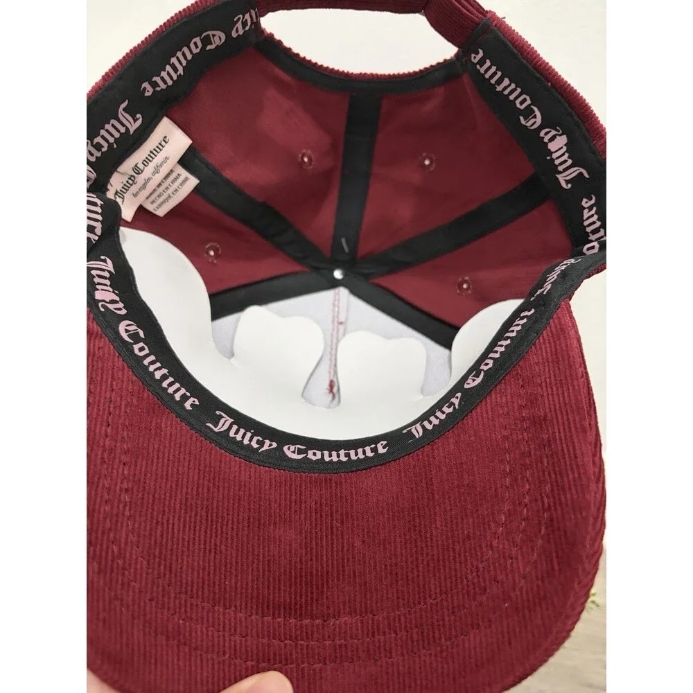 Juicy Couture Corduroy Baseball Hat NWT Maroon Red Embroidered Logo Cap Y2K